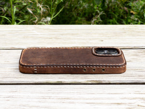 iPhone Leather Case | Handmade | Oil Waxed Leather | Dark Walnut