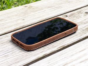 iPhone Leather Case | Handmade | Oil Waxed Leather | Dark Walnut