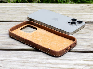 iPhone Leather Case | Handmade | Oil Waxed Leather | Dark Walnut