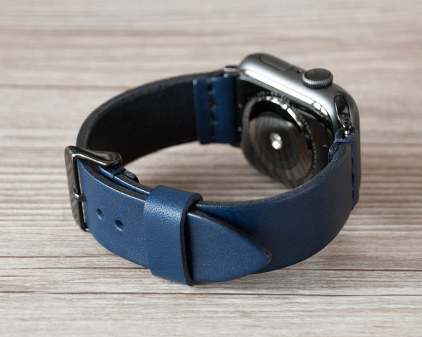 Navy leather discount apple watch band